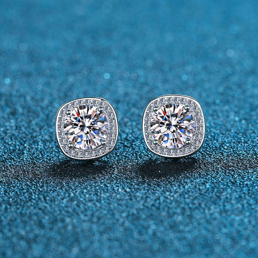 Silver Diamond Stud Earrings