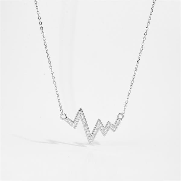 Silver Wave Heartbeat Necklace