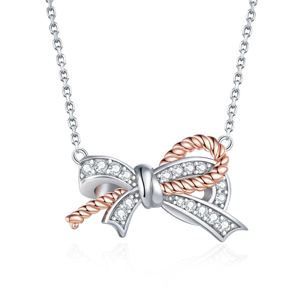 Silver Twist Bow Necklace