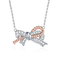 Silver Twist Bow Necklace
