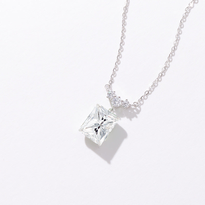 Silver Light Luxury Square Diamond Necklace