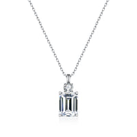 Emerald Diamond Square  Silver Necklace