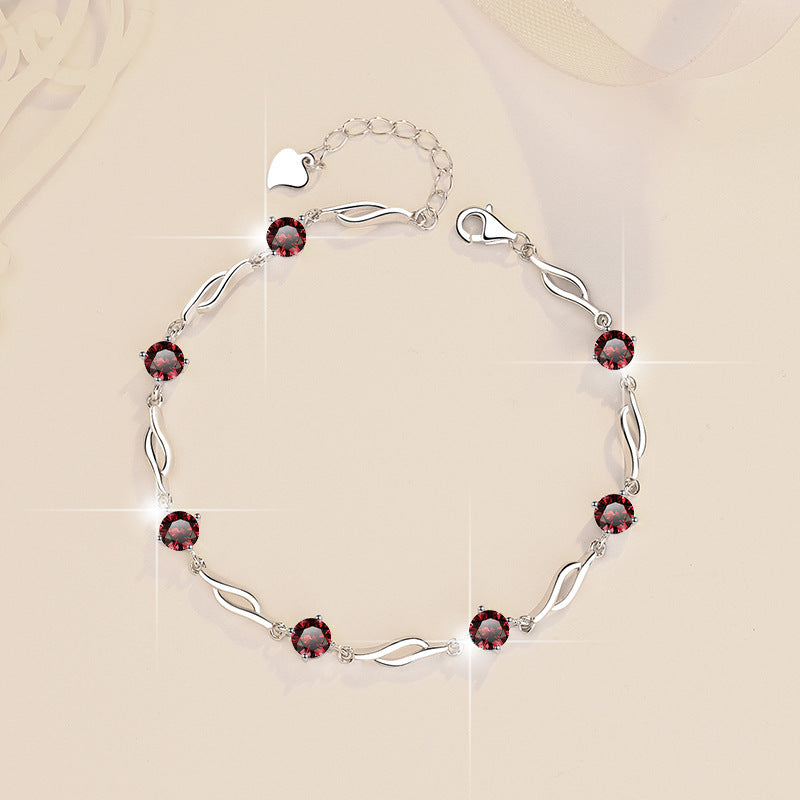 Colorful Moissanite  Silver Bracelet