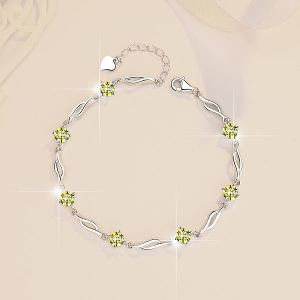 Colorful Moissanite  Silver Bracelet