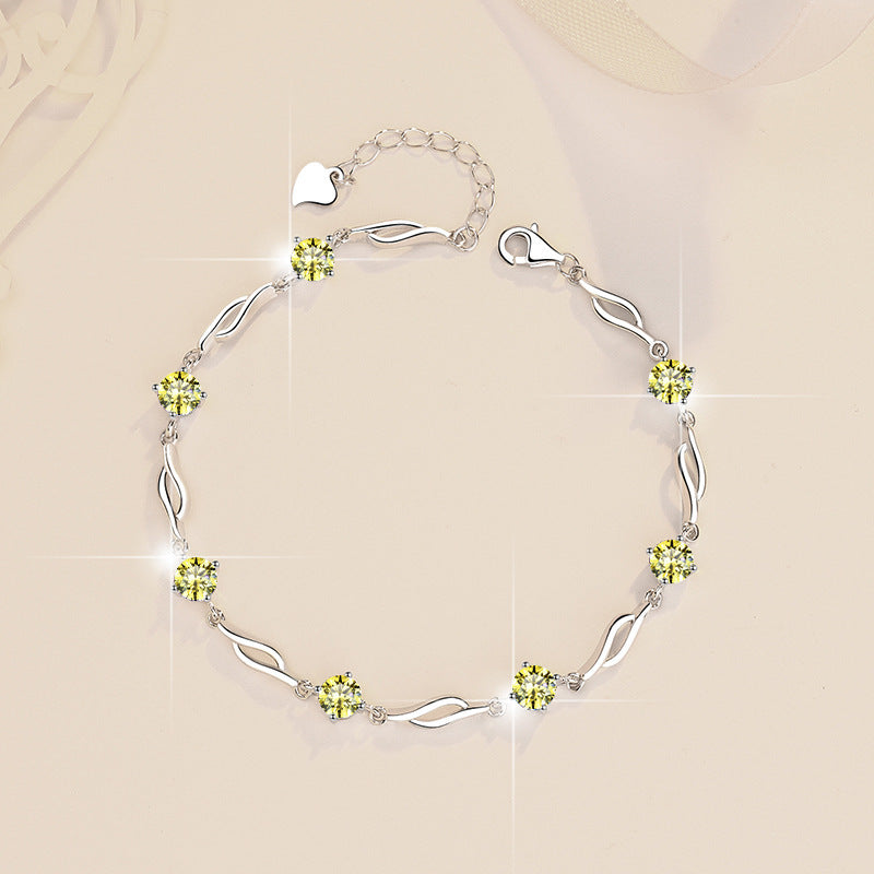 Colorful Moissanite  Silver Bracelet