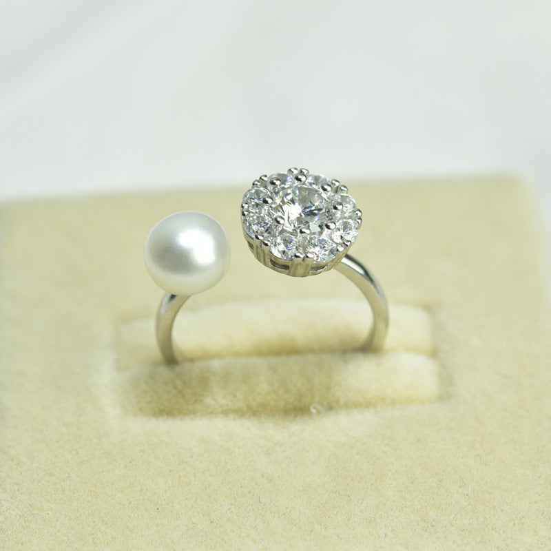 Silver Rotating Pearl Ring