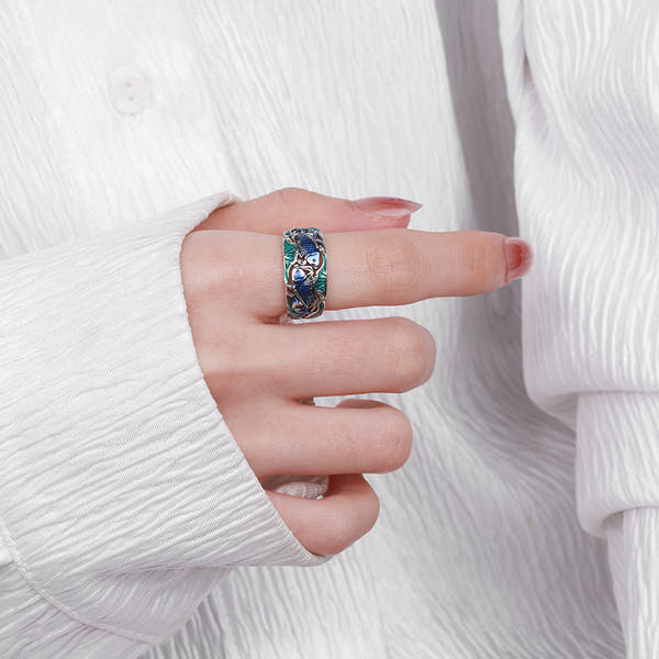 Silver Lotus Vintage Distressed Ring