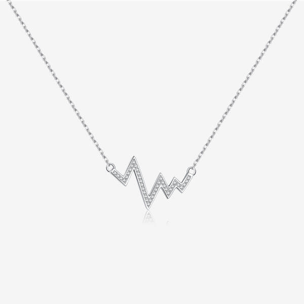 Silver Wave Heartbeat Necklace
