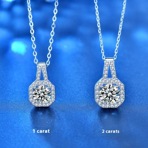 Moissanite Silver Necklace For Women All-match Niche High Sense