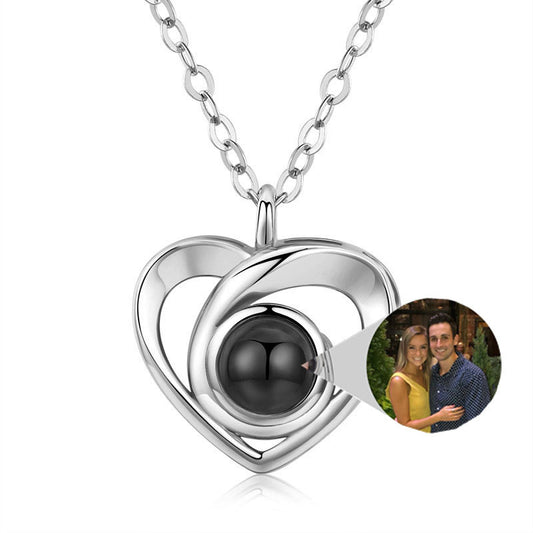 Romantic Photo Projection Necklace Heart Shaped Pendant Necklace