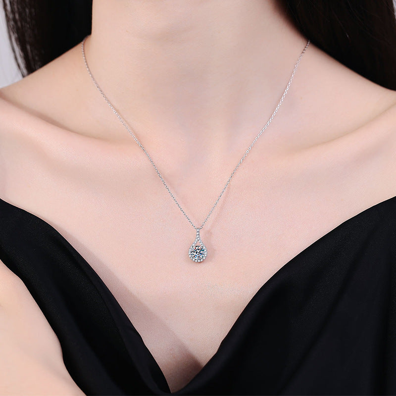 Silver Necklace Moissanite Pendant