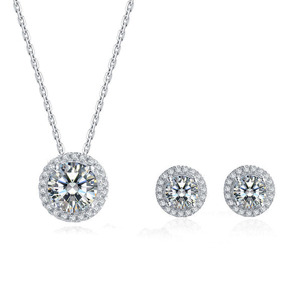 Silver Moissanite Jewelry Set