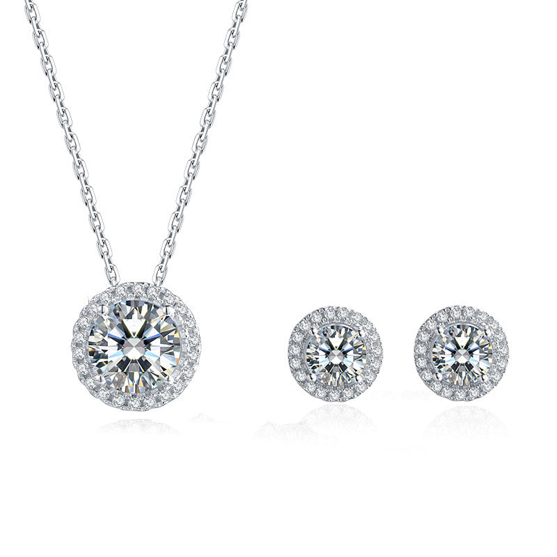 Silver Moissanite Jewelry Set