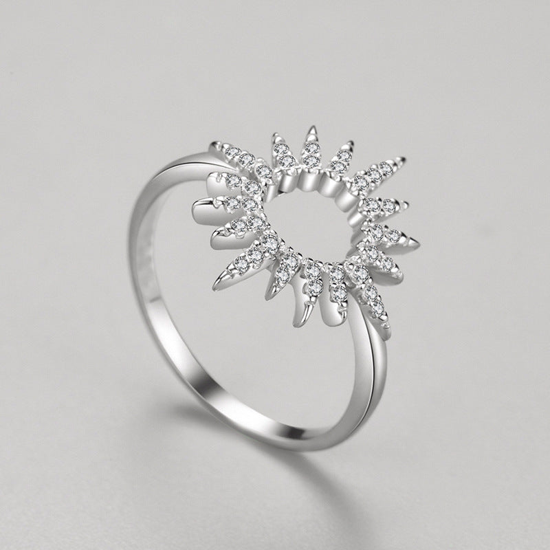 Silver Diamond Sunflower Ring