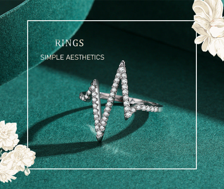 Silver Diamond Lightning Ring