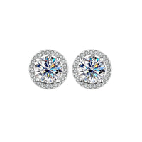 S925 Sterling Silver Genuine Goods Moissanite Round Bag Stud Earrings Simple Graceful null