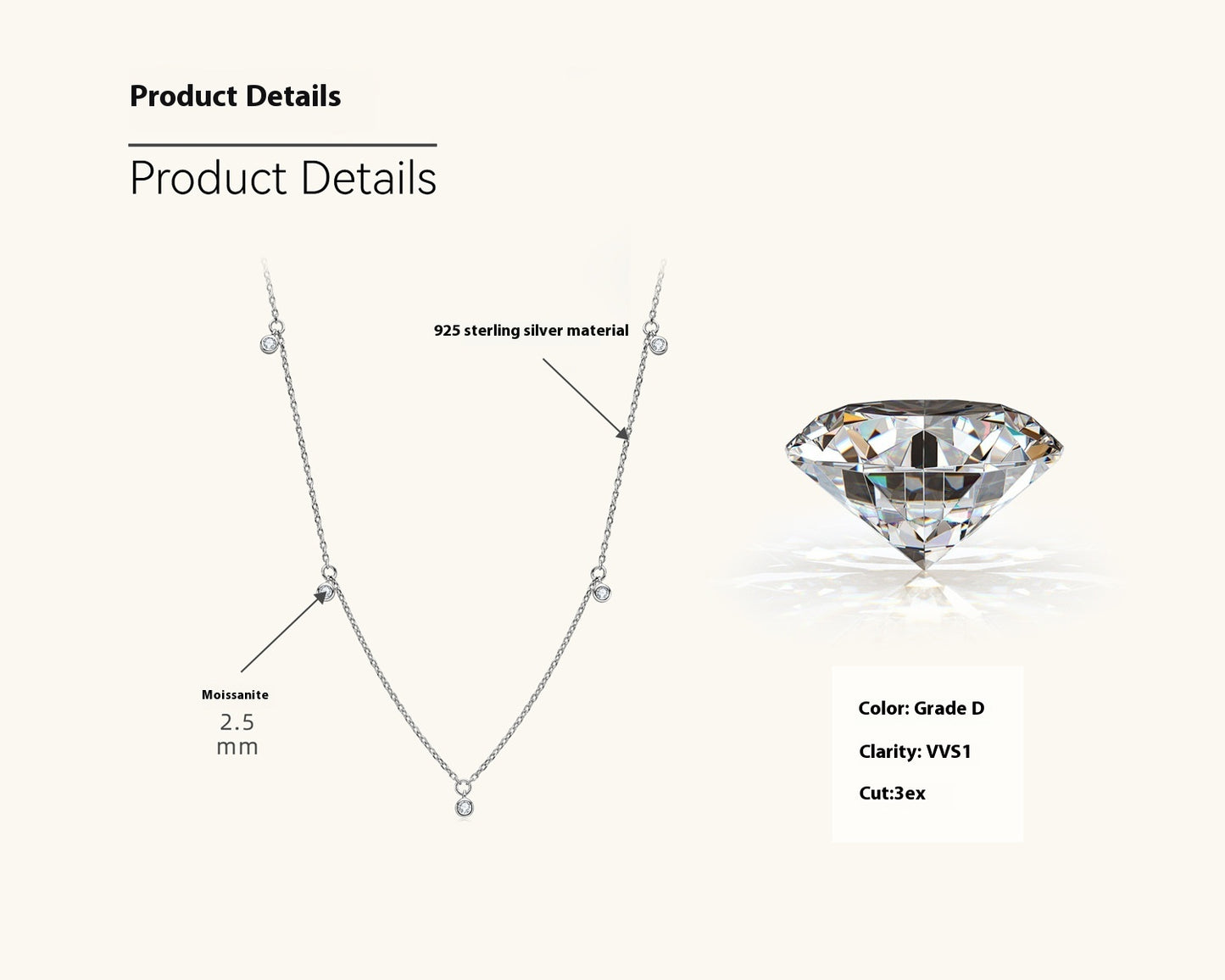 High-grade  Silver Diamond Necklace