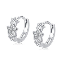 Silver Star Earrings With Diamonds