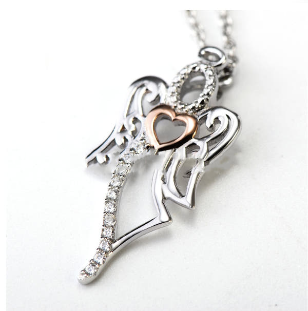 Angel pendant silver necklace