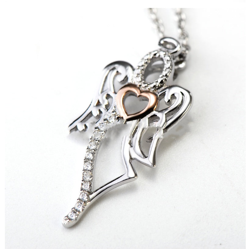 Angel pendant silver necklace