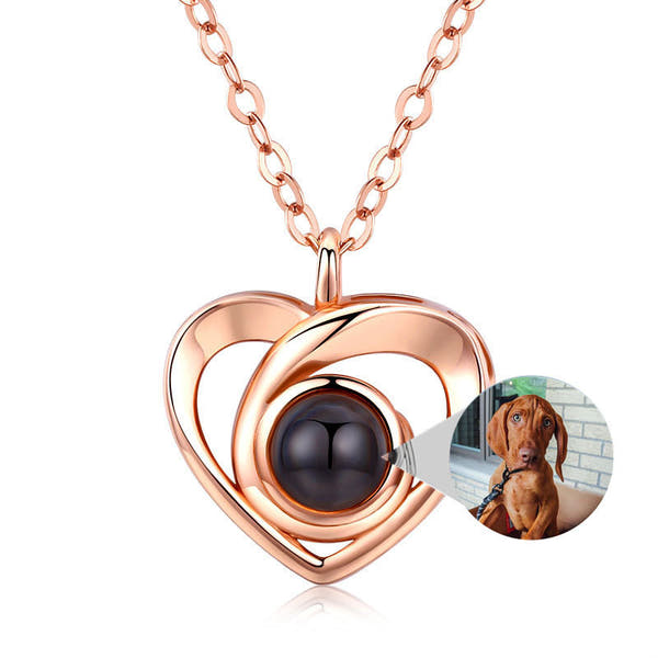 Romantic Photo Projection Necklace Heart Shaped Pendant Necklace