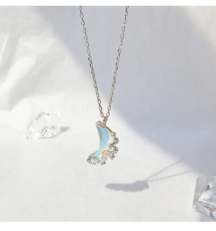 925 Pure Silver Moon Spring Small Crowd Clavicle Chain null