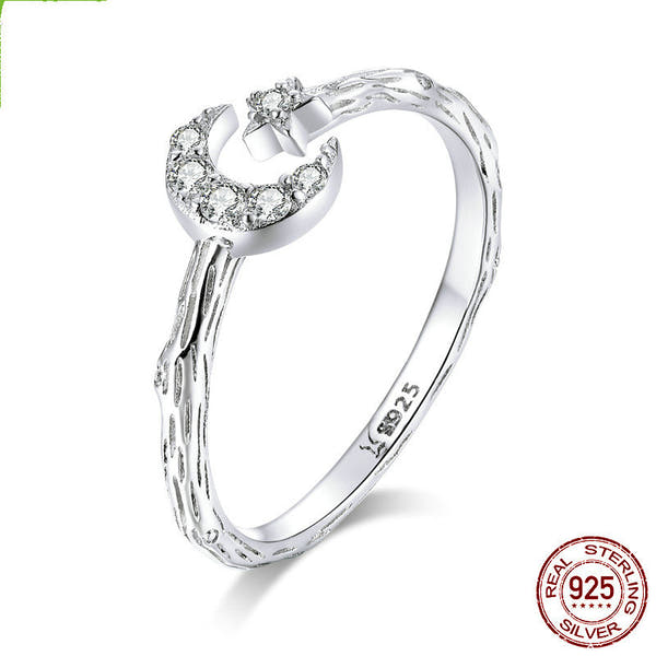 Star Moon Silver Ring