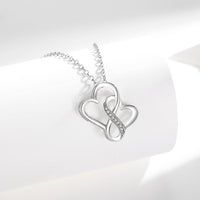 Silver Lettering Double Heart Necklace