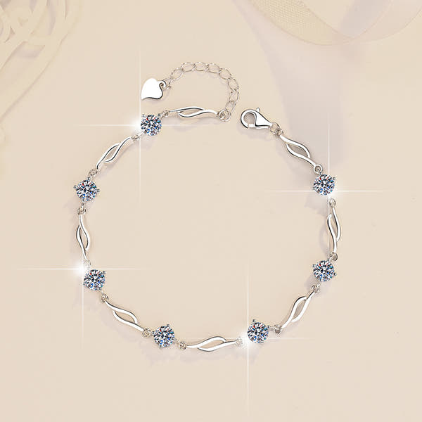 Colorful Moissanite  Silver Bracelet
