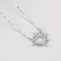 Silver Full Diamond Sunflower Necklace