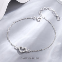 Silver Diamond Love Anklet