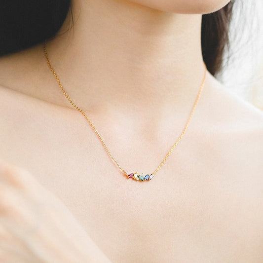 Japanese Light Luxury Rainbow Candy 925 Silver Necklace null