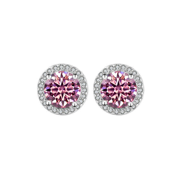 S925 Sterling Silver Genuine Goods Moissanite Round Bag Stud Earrings Simple Graceful null