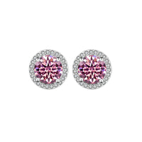 S925 Sterling Silver Genuine Goods Moissanite Round Bag Stud Earrings Simple Graceful null