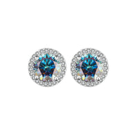 S925 Sterling Silver Genuine Goods Moissanite Round Bag Stud Earrings Simple Graceful null