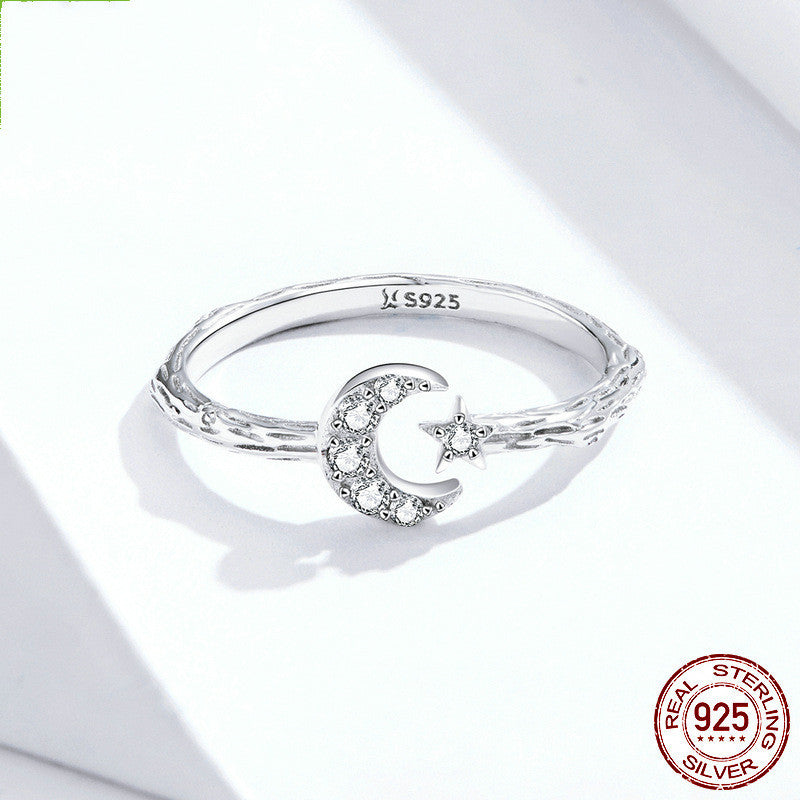 Star Moon Silver Ring