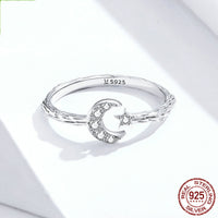 Star Moon Silver Ring