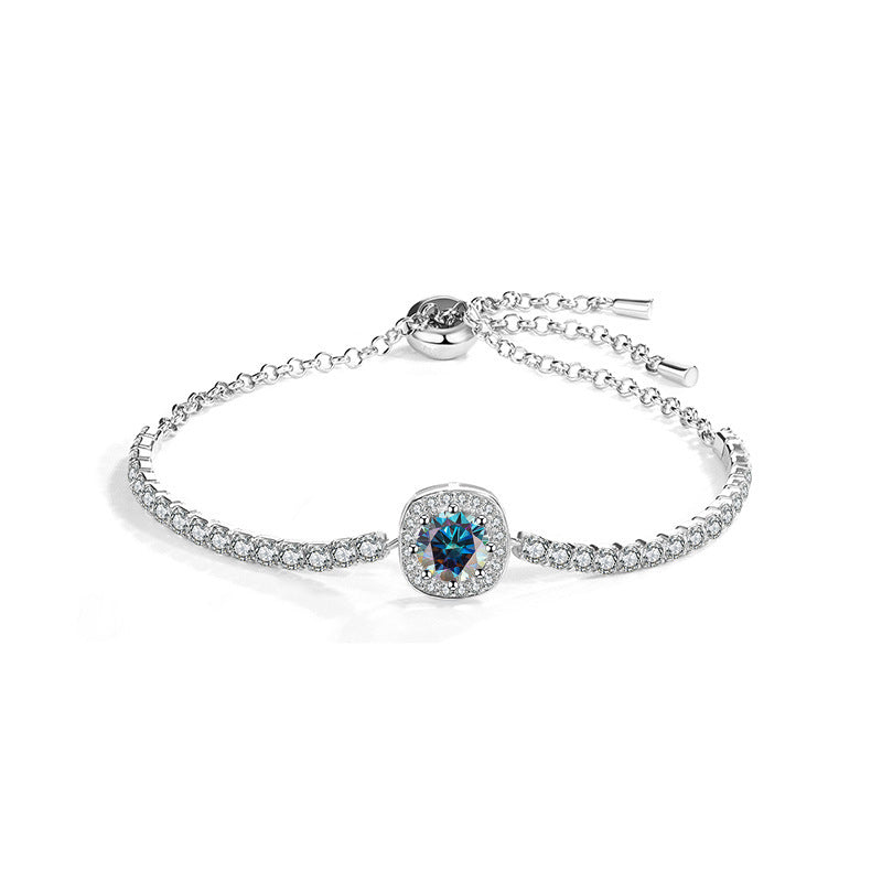 Silver Inlaid Diamond Bracelet