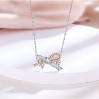 Silver Twist Bow Necklace