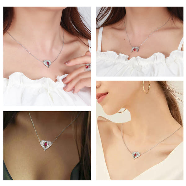 Silver Necklace Wings Zircon