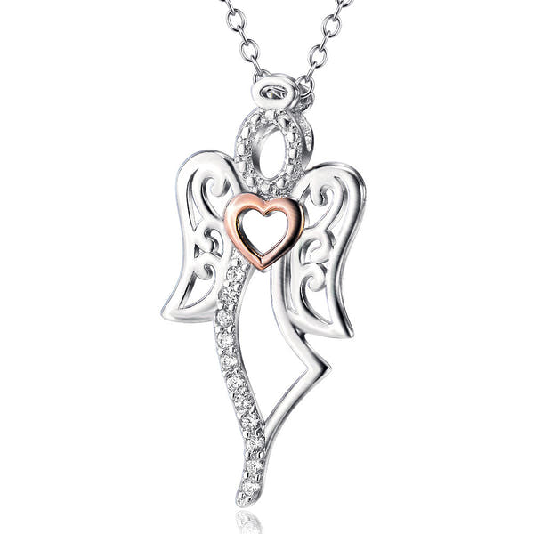 Angel pendant silver necklace