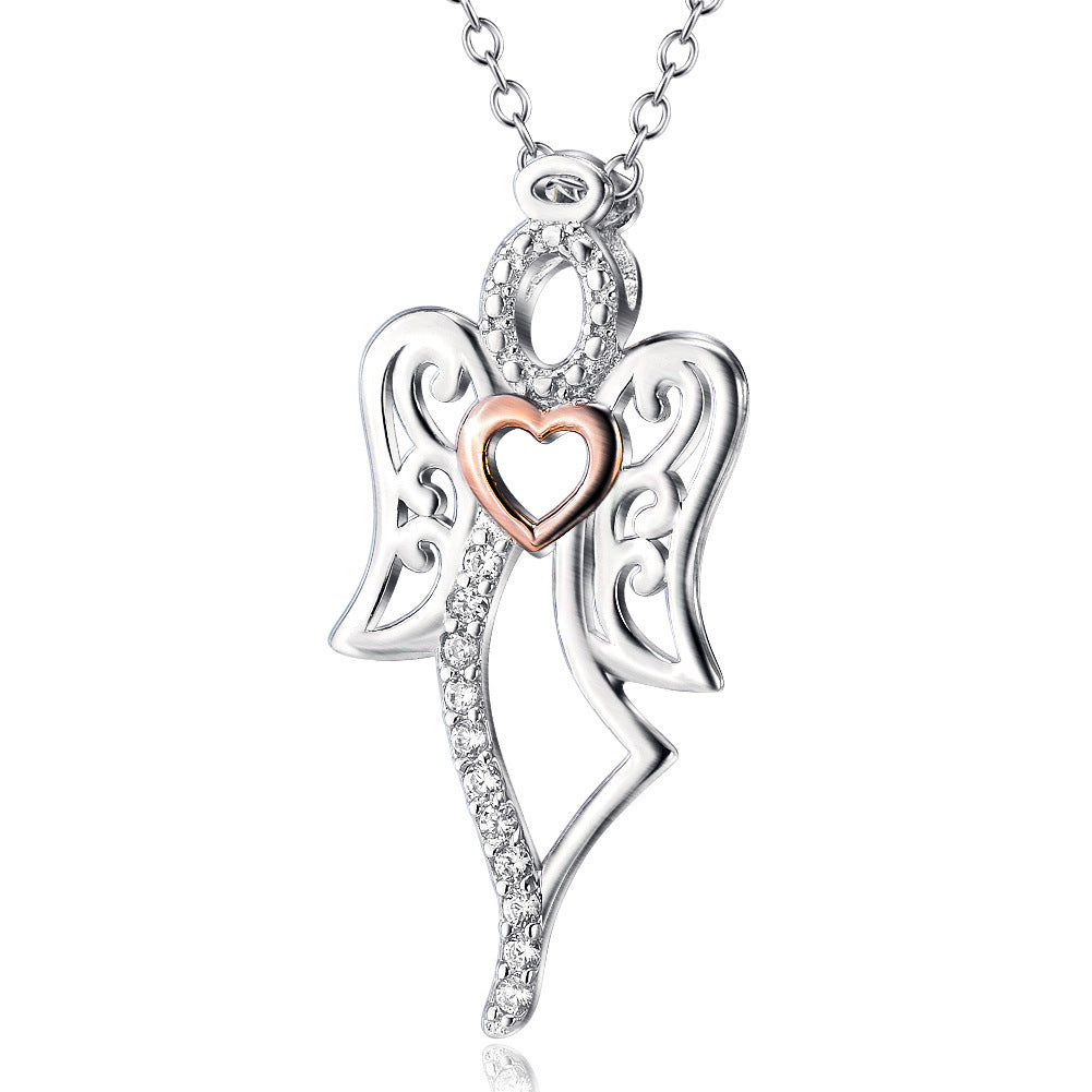 Angel pendant silver necklace