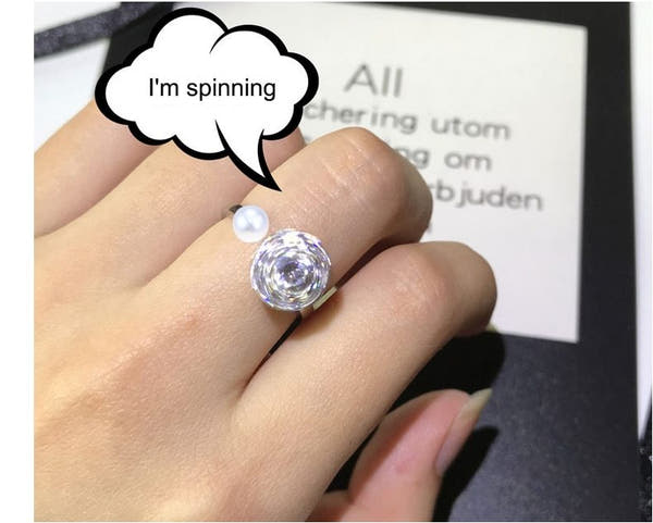 Silver Rotating Pearl Ring