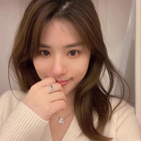 Silver Necklace Micro Diamond Clover