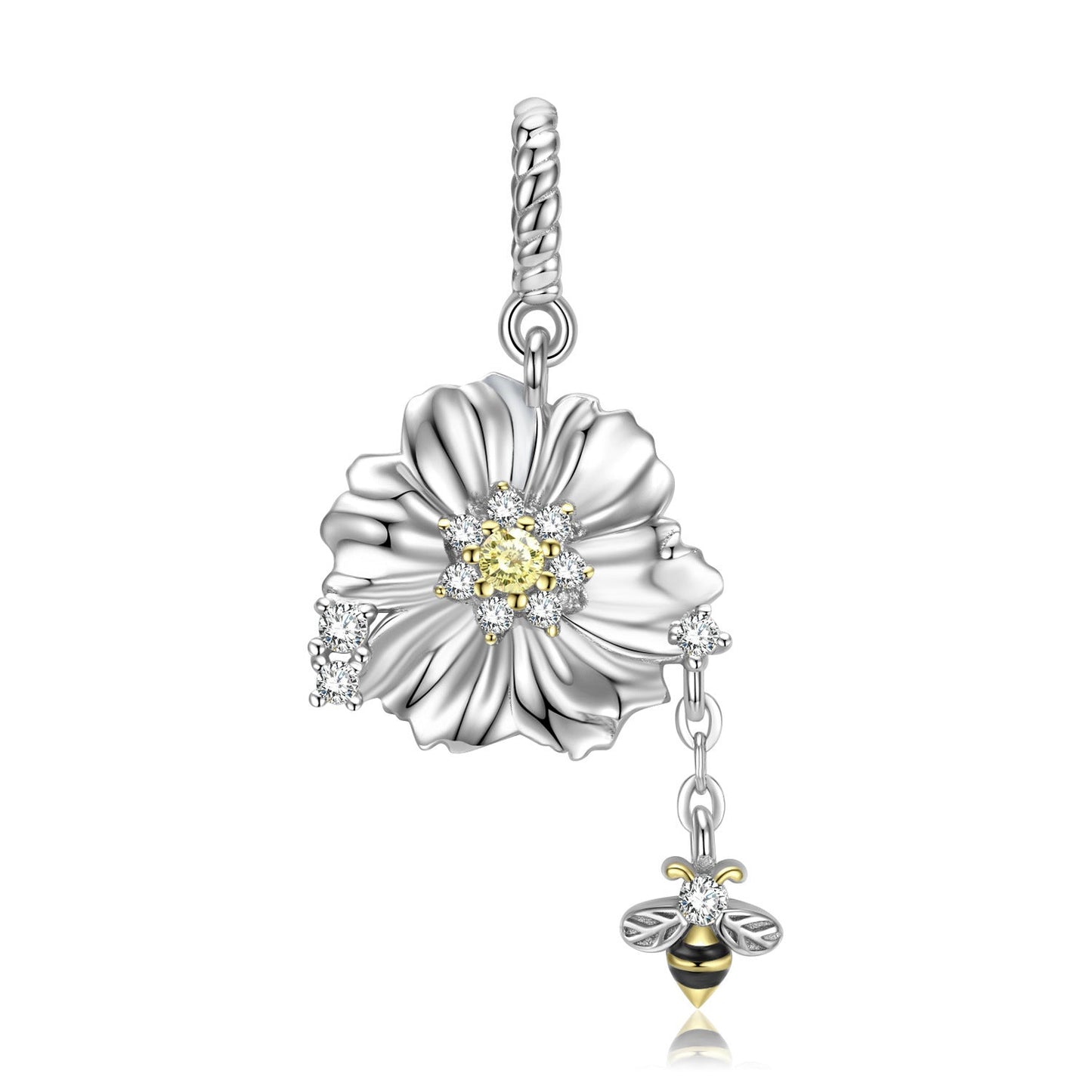 Bee And Flower Necklace 925 Silver Necklace Pendant null
