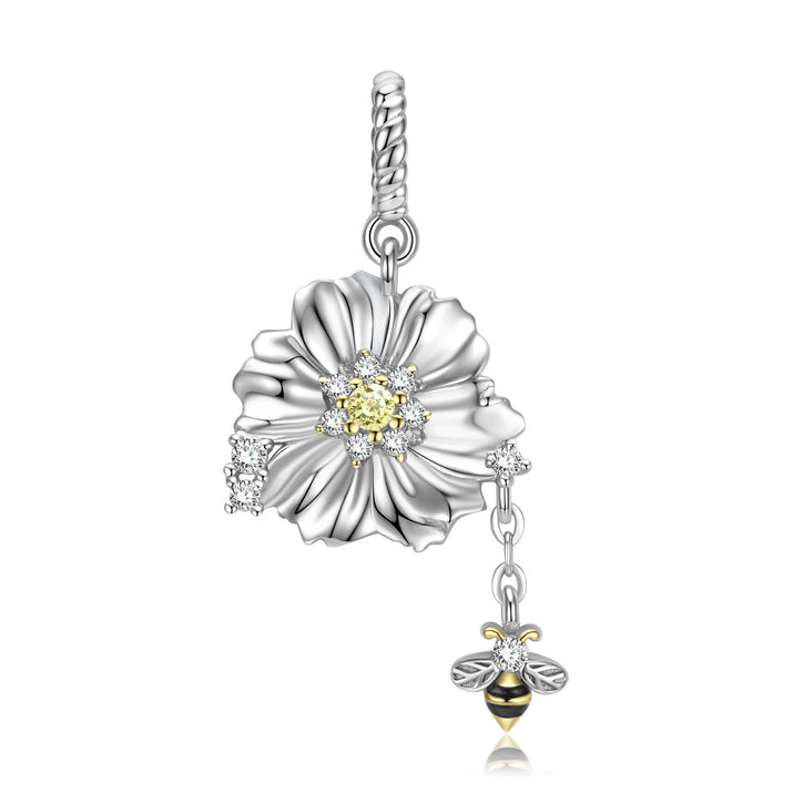 Bee And Flower Necklace 925 Silver Necklace Pendant null