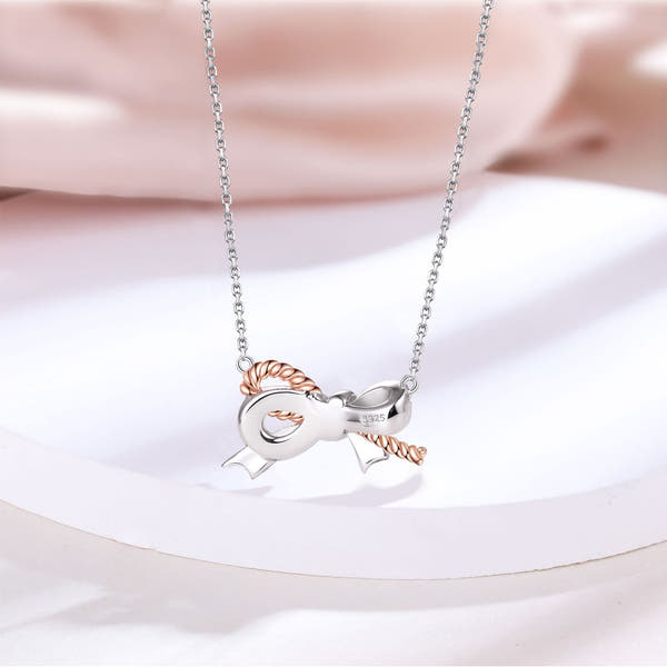 Silver Twist Bow Necklace