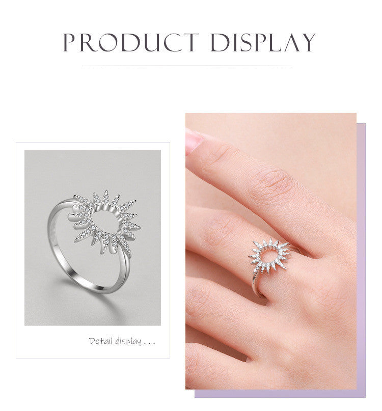 Silver Diamond Sunflower Ring