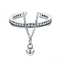 Silver Heart Ring Ladies Diamonds