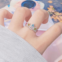 Silver Crown Rainbow Tourmaline Ring